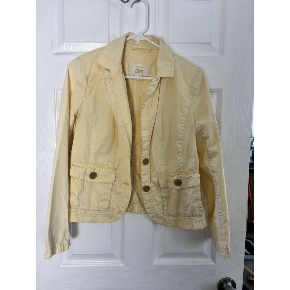 J Crew Womens M Light Yellow Classic Twill Chino Weathered‎ Utility Jacket